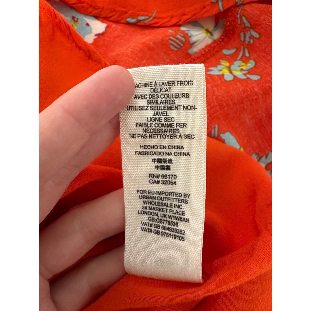 Free People Women Size S Orange Floral Smocked Button Greatest Day Mini Dress - Picture 6 of 7
